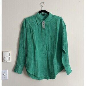 NWT Express Portofino‎ Boyfriend Shirt Kelly Green Preppy Professional